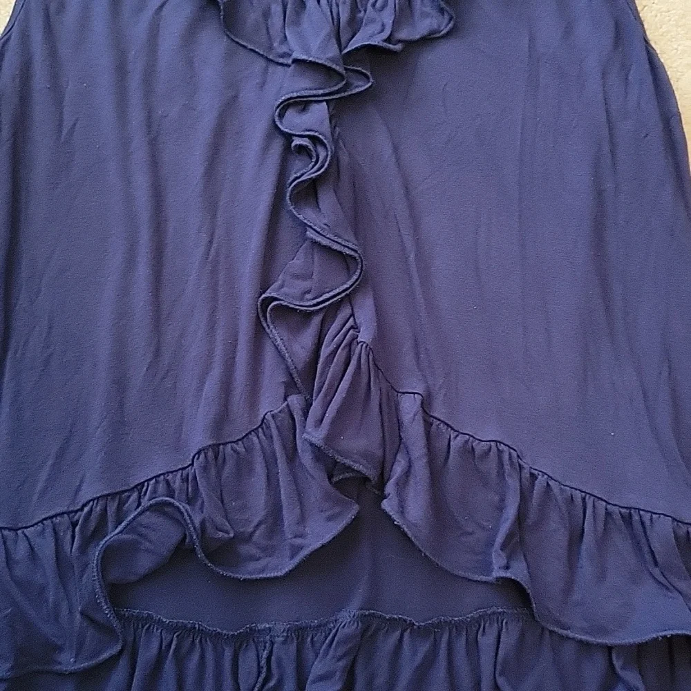 Sophie Max Ruffled Blouse Large Navy Sleeveless